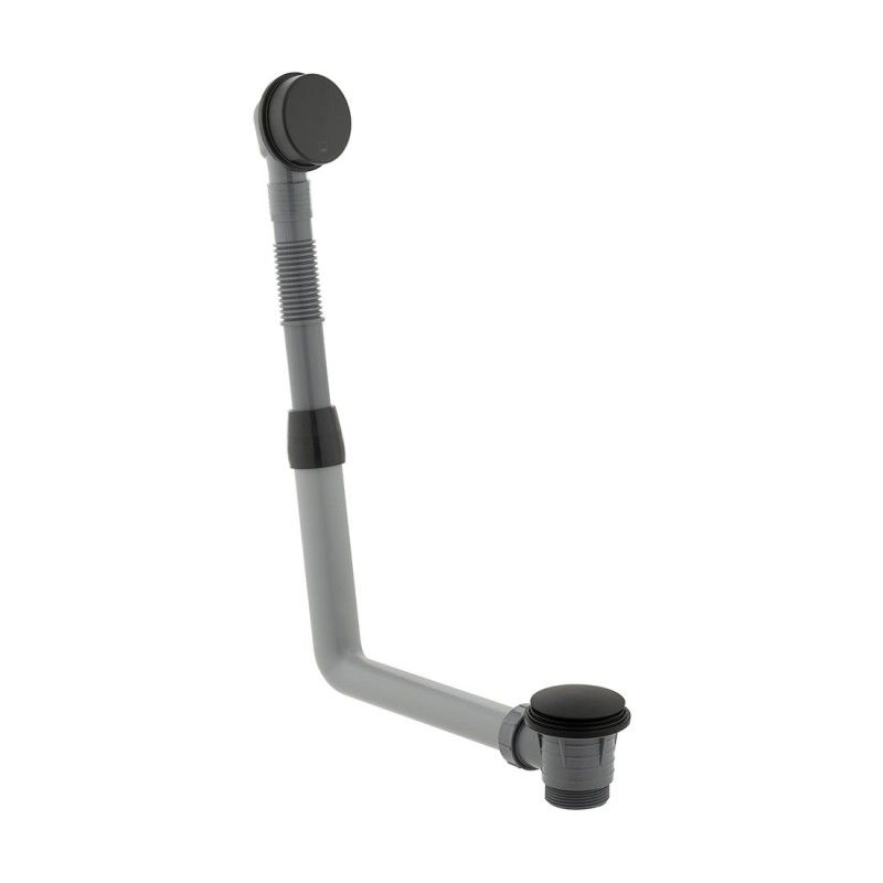 Round Clic-Clac Bath Waste & Overflow with Removable Hair Catcher – Matt Black