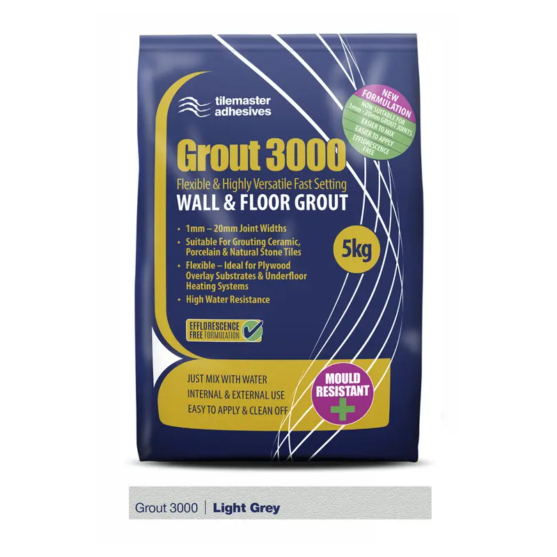 Grout 3000 – Flexible Wall & Floor Grout 5kg – Light Grey