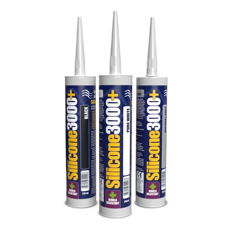 Silicone 3000+ – Premium Low Modulus Mould Resistant Silicone Sealant 310ml – Light Grey