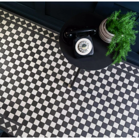 Victorian White & Black Chequer Mosaic Tile 291x291mm – Porcelain – Matt Finish Victorian White & Black Chequer Mosaic Tile 291x291mm – Porcelain – Matt Finish