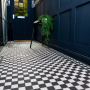 Victorian White & Black Chequer Mosaic Tile 291x291mm – Porcelain – Matt Finish