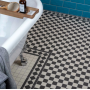 Victorian White & Black Corner Tile 280x168mm – Porcelain – Matt Finish