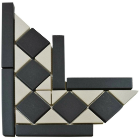 Victorian White & Black Corner Tile 280x168mm – Porcelain – Matt Finish