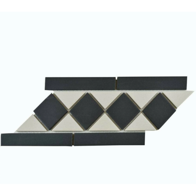 Victorian White & Black Border Tile 264x118mm – Porcelain – Matt Finish