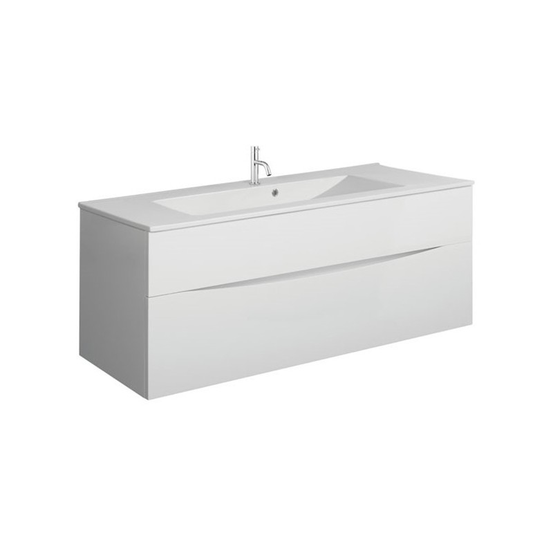 Glide II 1000mm White Gloss Double Drawer Vanity Unit & Ceramic Basin