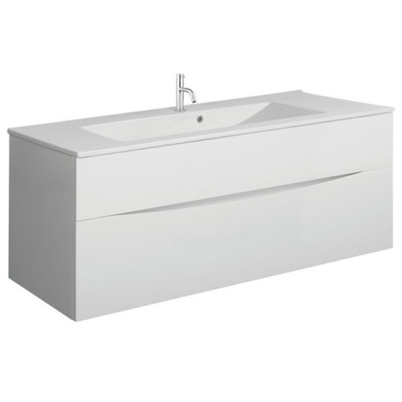 Glide II 1000mm White Gloss Double Drawer Vanity Unit & Ceramic Basin