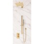 Square Thermostatic Shower Bundle with Overhead Shower, Concealed Valve, Riser Kit & Handset – Brushed Brass