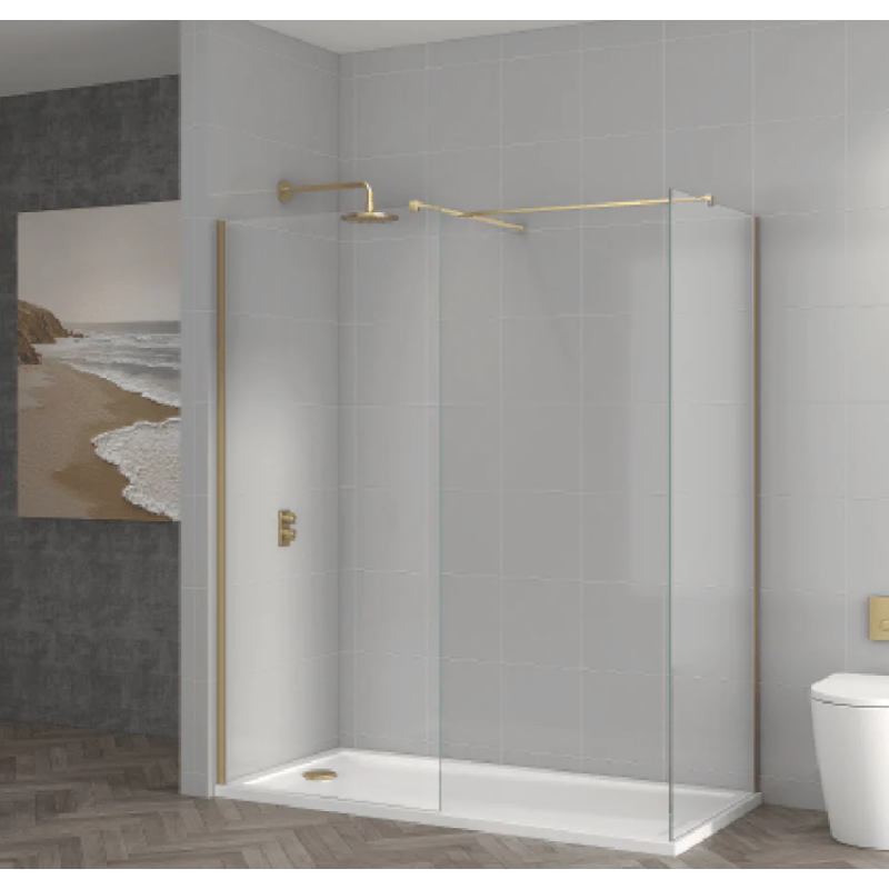 Brushed Brass 1000×1950×8mm Wetroom Panel – Shower Screen for Walk-In Enclosures