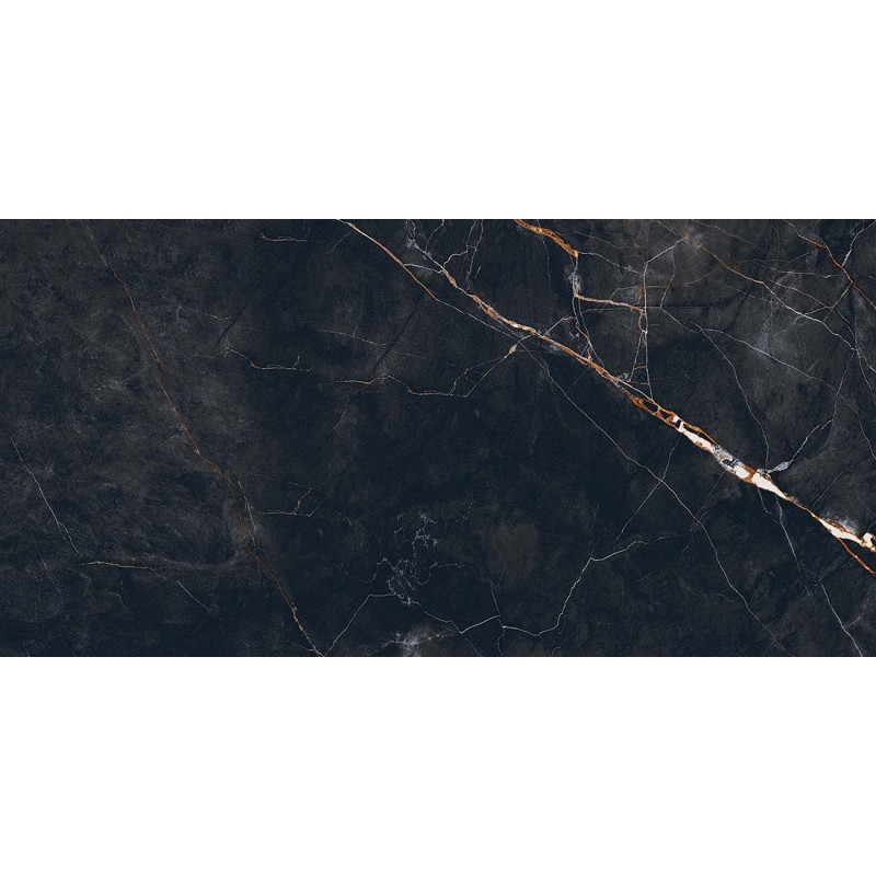 Costa Black Matt 60x120cm Porcelain Tile – Marble Effect (Wall & Floor)