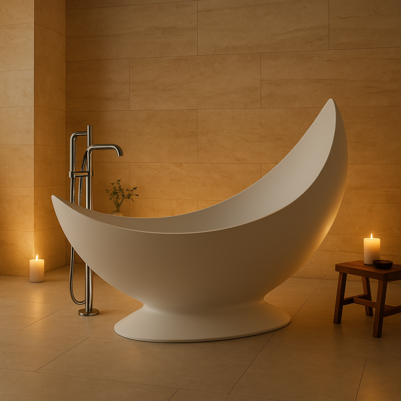 Freestanding Polystone Bath - Moon (Regular/Matt)