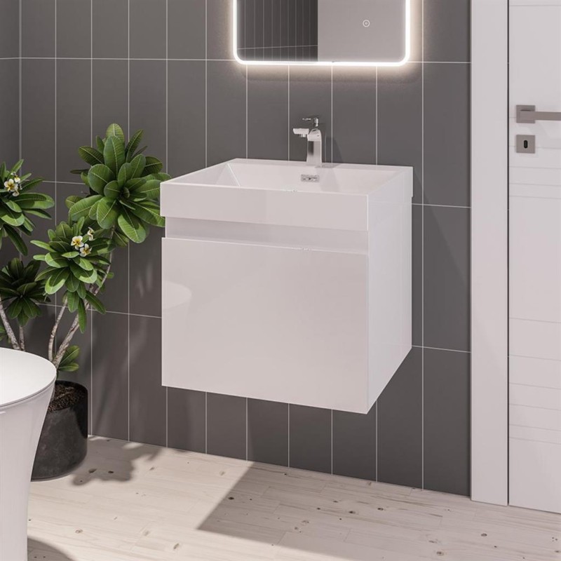 Gravina 50cm × 46cm  Basin – 1 Tap Hole – Polymarble – White
