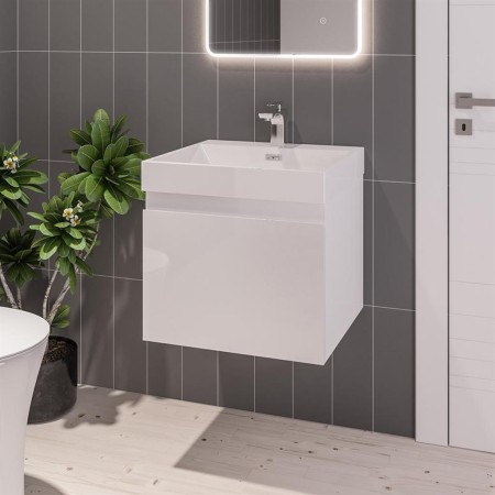 Gravina 50cm × 46cm  Basin – 1 Tap Hole – Polymarble – White