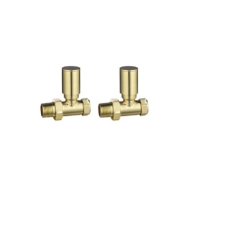 Straight Radiator Valve Pair – Brushed Brass | 15mm Solid Brass Valves