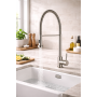 SPLUGEN STK594 Brushed Nickel Kitchen Mixer Tap – Professional Spring Pull-Down Spray Tap