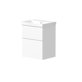 Knole Fluted 500mm Wall Hung Vanity Unit with Drawers – Matt White