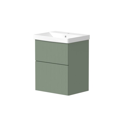 Knole Fluted 500mm Wall Hung Vanity Unit with Drawers – Sage Green