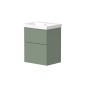 Knole Fluted 500mm Wall Hung Vanity Unit with Drawers – Sage Green