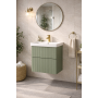 Knole Fluted 500mm Wall Hung Vanity Unit with Drawers – Sage Green