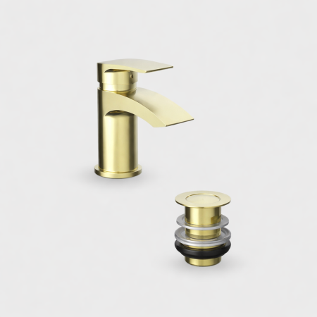 Linford PVD Coated Mono Basin Mixer Tap – Brushed Brass with Pop-Up Waste
