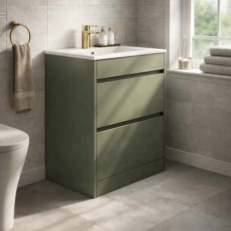 Swan Glebe 600mm Vanity Unit with Ceramic Basin – Savannah Green