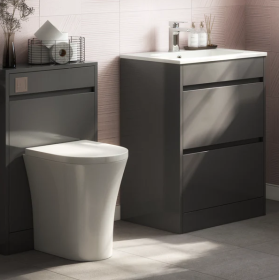Glebe 620mm Floorstanding Vanity Unit with Basin – 2 Drawers – Matt Grey