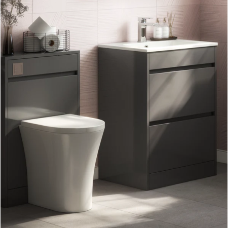 Glebe 620mm Floorstanding Vanity Unit with Basin – 2 Drawers – Matt Grey