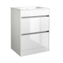 Glebe 620mm Floorstanding Vanity Unit with Basin – 2 Drawers – Matt White