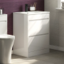 Glebe 620mm Floorstanding Vanity Unit with Basin – 2 Drawers – Matt White