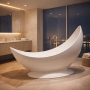 Moon Sculptural Freestanding Polystone Bath – 1800mm Gloss White