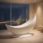 Moon Sculptural Freestanding Polystone Bath – 1800mm Gloss White