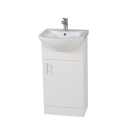 Lanza 450mm Floor Standing Basin Unit with Ceramic Basin – High Gloss White