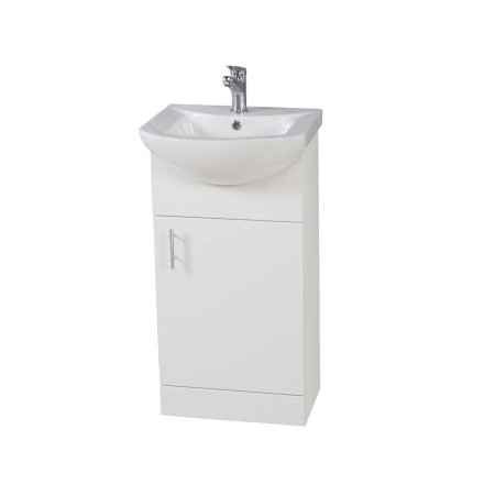Lanza 450mm Floor Standing Basin Unit with Ceramic Basin – High Gloss White