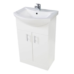 Lanza 650mm Floor Standing Basin Unit with Ceramic Basin – High Gloss White
