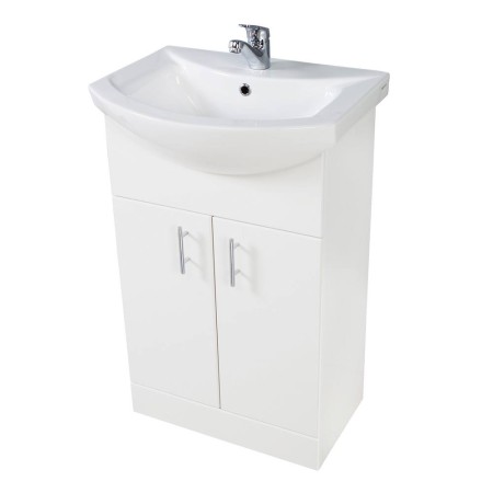 Lanza 650mm Floor Standing Basin Unit with Ceramic Basin – High Gloss White