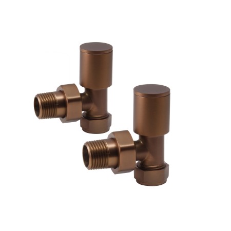 Minimalist Angled Radiator Valves – Brushed Bronze (Pair)