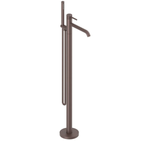 Brushed Bronze Freestanding Bath Shower Mixer Tap – Round Minimalist Design