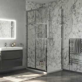Swan Walton 1600mm Sliding Shower Door Chrome 6mm Easy Clean Glass – SWEN016
