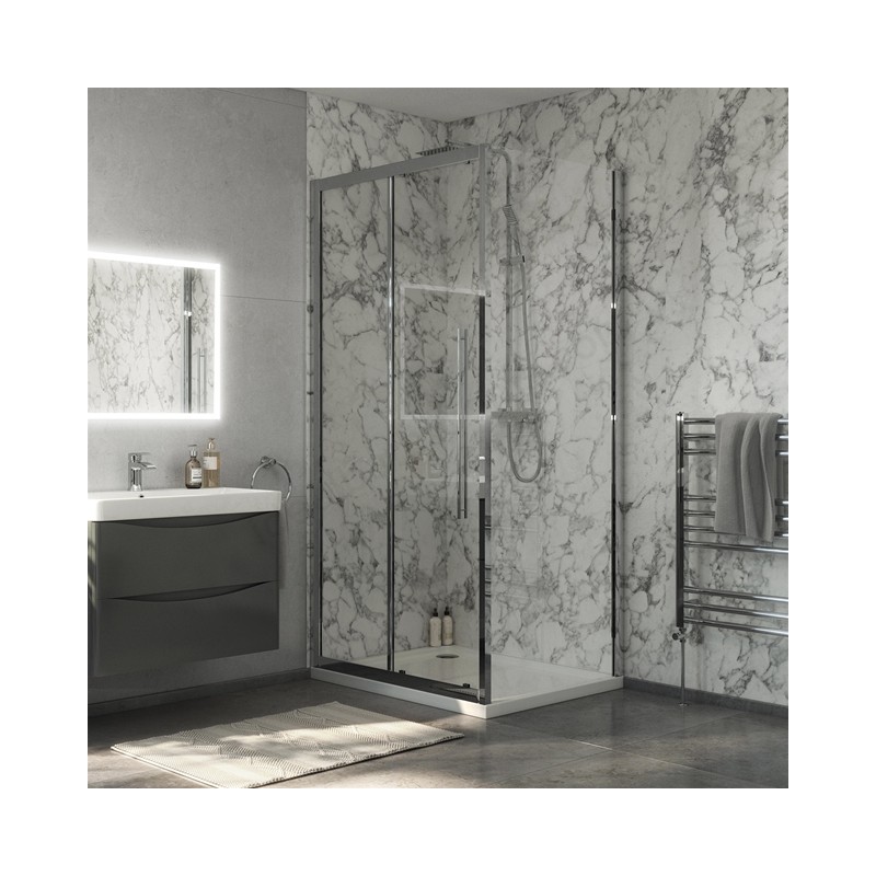 Swan Walton 1600mm Sliding Shower Door Chrome 6mm Easy Clean Glass