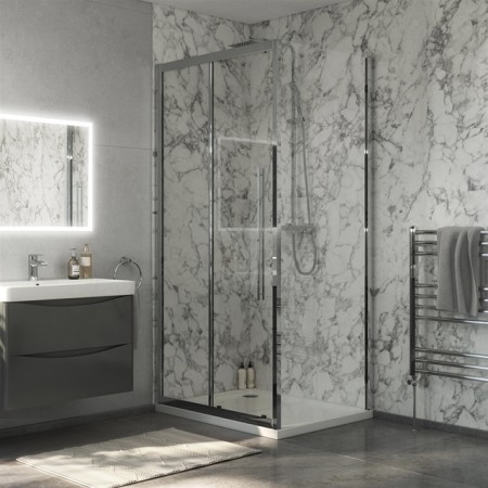 Swan Walton 1600mm Sliding Shower Door Chrome 6mm Easy Clean Glass