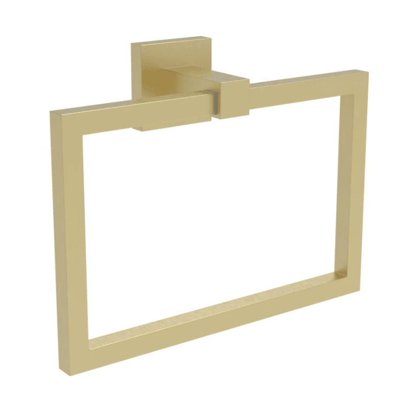 Sydney Brushed Brass Square Towel Ring Holder Contemporary Bathroom Accessory