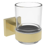 Sydney Brushed Brass Square Tumbler & Holder Contemporary Bathroom Accessory