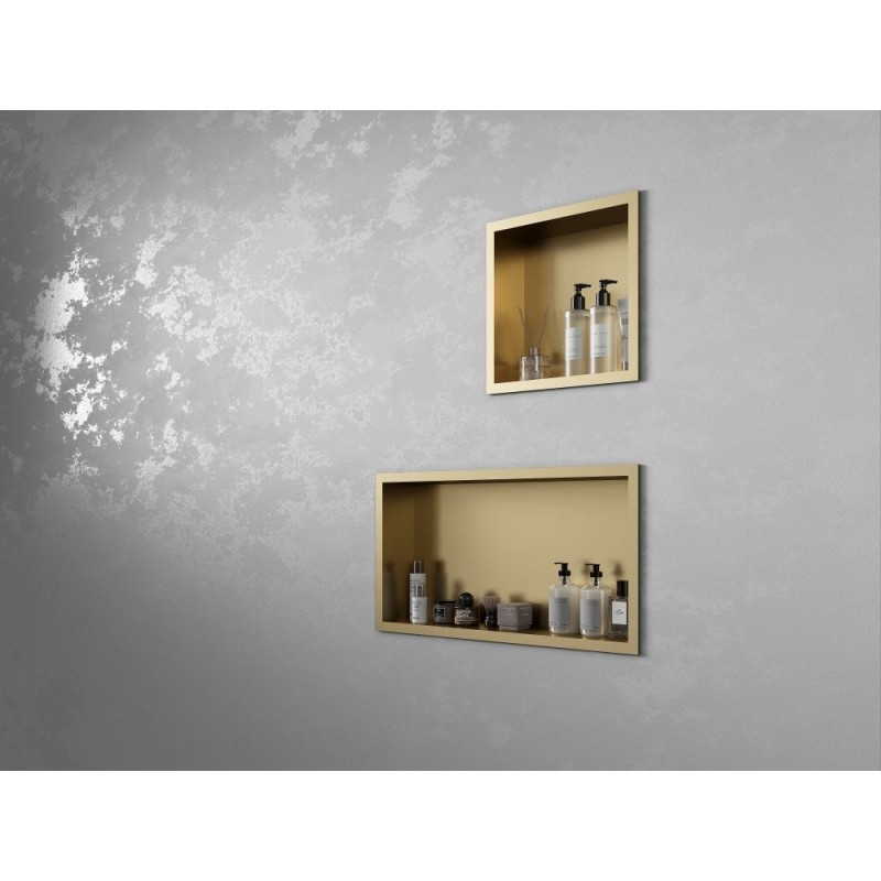 Brushed Brass Shower Niche 600 x 300mm Recessed Wall Niche Storage Shelf - TIS0376