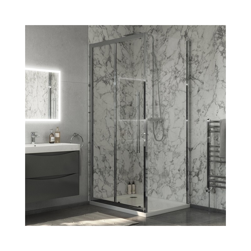 Swan Walton 800mm Side Shower Panel 6mm Easy Clean Glass Chrome –