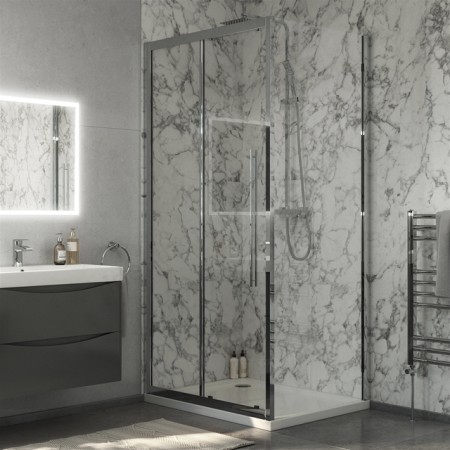 Swan Walton 800mm Side Shower Panel 6mm Easy Clean Glass Chrome –