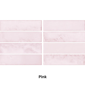 Drop Pink Gloss Ceramic Wall Tile 7.5x30cm Subway Tile