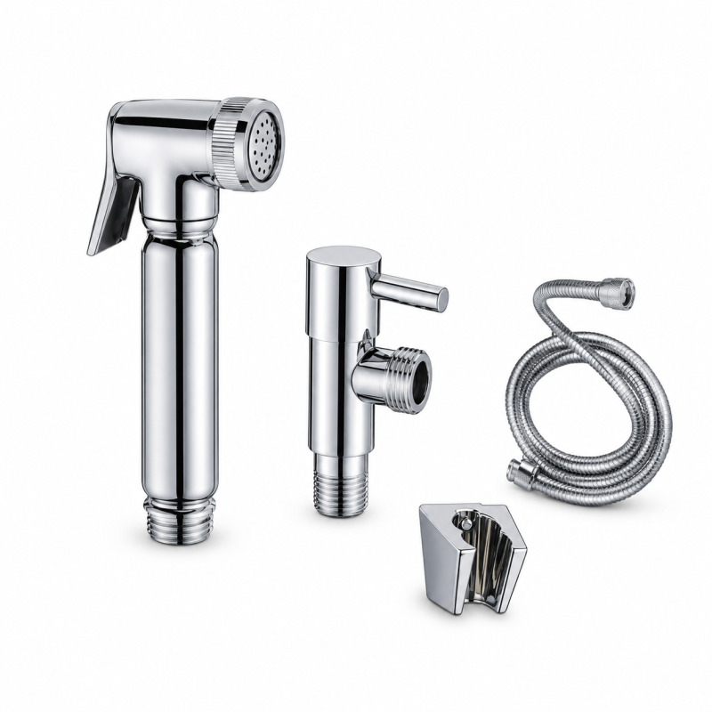 Chrome Luxury Douche Kit with Valve, Holder & 1.2m Hose