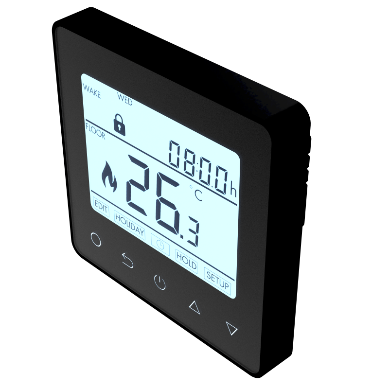 Sunstone Black P-Touch Programmable Thermostat for Underfloor Heating