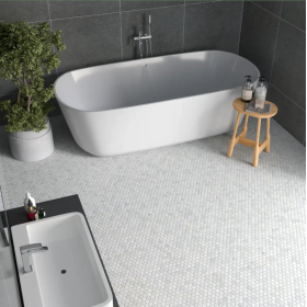 Carrara White Honed Marble Penny Mosaic Tile Sheet 266x285x10mm