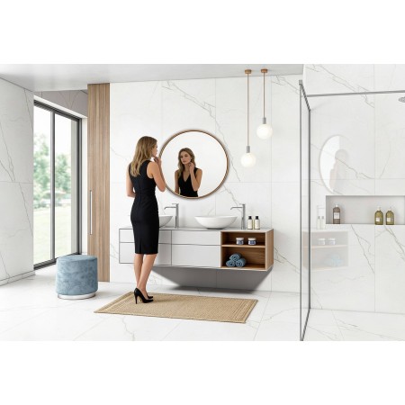 Romelini Bianco White Marble-Effect Polished Porcelain Tile 60x120cm