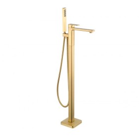 Tailored Bathrooms TB+ Quadrado Square Freestanding Bath Tap with Shower Mixer – Brushed Brass